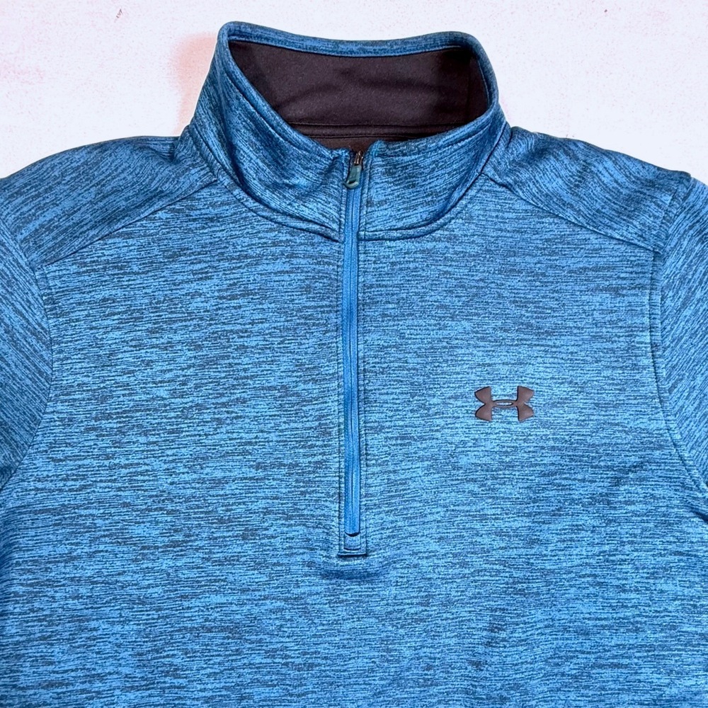 Under Armour ColdGear Mens Large 1/4 Zip Pullover Sweatshirt Heathered Blue